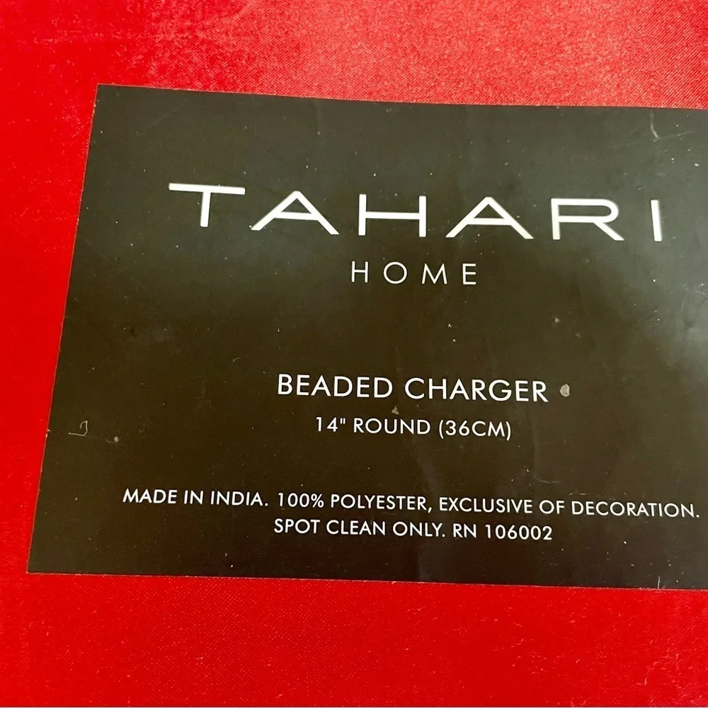 Handmade Beaded Chargers, Two, Tahari & Nicole Miller, 14” Round, Red…